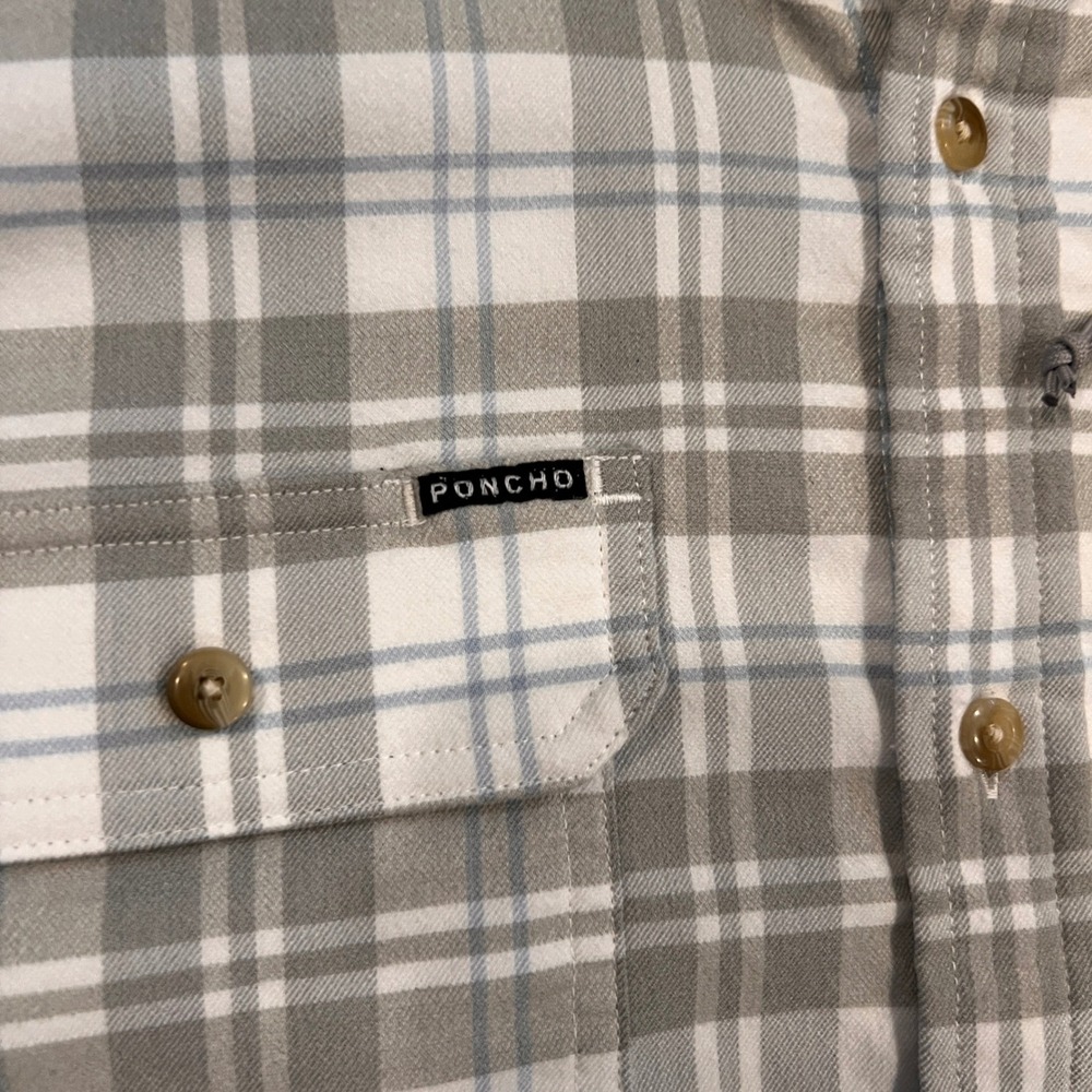 Poncho Flannel The Snow Cat Magnetic Pocket Fishing Shirt Regular Fit Large - Picture 3 of 10